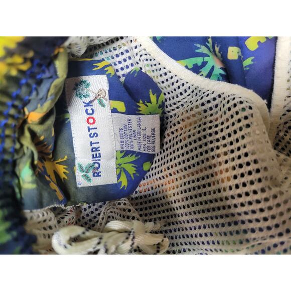 Vintage NWT Robert Stock Bali Batiks Hand Painted Palm Resort Swim Trunk Large - Picture 7 of 7